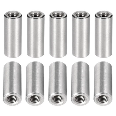 M6x25mm(DxL) Coupling Connector Nut Threaded Sleeve Rod 10Pcs Good for Furniture - Image 1 of 4