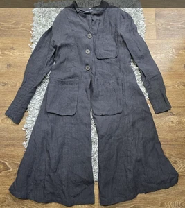 RUNDHOLZ Womens Jacket Long Trench Pockets Button 100% Linen Gray Size S - Picture 1 of 9