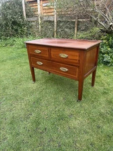 Antique Inlaid Mahogany Chest Drawers On Legs Wash Stand Base - Picture 1 of 24