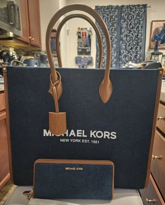 Michael Kors Mirella TOTE/LG Jet Set; con Cartera Continental, Denim Indigo Nuevo sin Etiquetas Foto 1 de 4