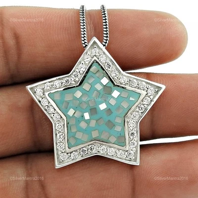 Zircone Cubico Pietra Argento Massiccio Mamma Unico Anniversario Boho Pendente - Immagine 1 di 4