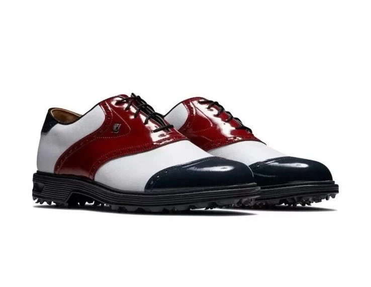 FootJoy Premiere DryJoys Series Wilcox Golf Shoes White Red Navy 54522 Size 10.5