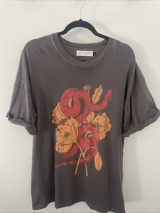 Girl Dangerous Poppy Snake Oversized T-shirt Gray/Brown Women’s Large Distressed - Picture 1 of 20
