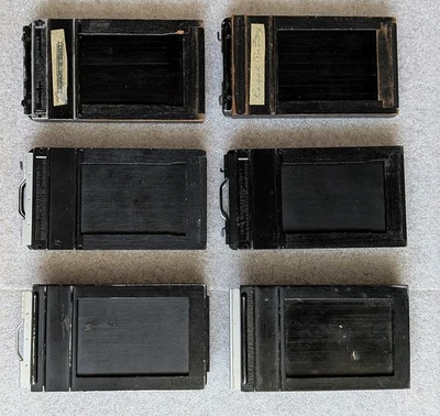 Lot of 4 Graflex 2-1/4 x 3-1/4 Graphic FilmHolder + 2 Graphic Film Pack Adapters - Image 1 of 4