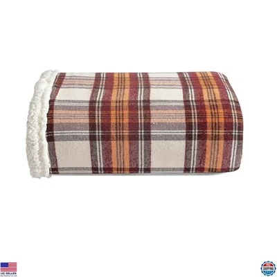 Manta roja a cuadros Eddie Bauer Edgewood - Ropa de cama suave reversible de sherpa y vellón Foto 1 de 4