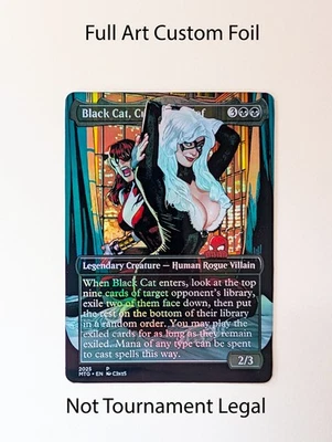 Black Cat, Cunning Thief Marvel Foil Custom sticker on bulk MTG Commander V1 - Image 1 of 2