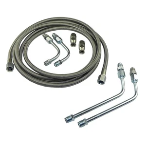 Stainless Braided Transmission Cooler Flex Hose Line Set Kit TH400 TH350 700R4 - Foto 1 di 9
