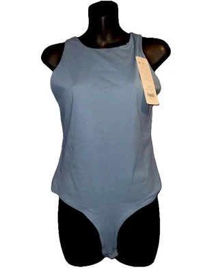 Body de yoga CRZ para mujer cuello alto azul cenizas tanga sin mangas mediano NUEVO Foto 1 de 4
