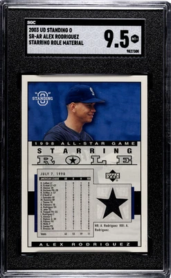 2003 UD Standing O Alex Rodriguez #SR-AR Starring Role Mat. SGC 9.5 POP 1 - Image 1 of 2