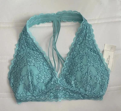 Sujetador de encaje azul verdoso bralette cuello halter Gilly Hicks nuevo talla pequeña Foto 1 de 4