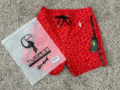 Nuevo Bañador Tucann Para Hombre Pantalones Cortos Cremallera Bolsillos Forrado Jirafa Rojo MEDIANO (TB2) Foto 1 de 4