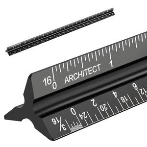 Architektonisches Maßstab Lineal, imperiale Maße 12 Zoll, lasergeätztes Aluminium... - Bild 1 von 7