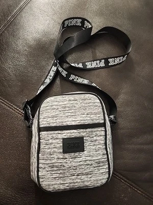 Victoria Secret BOLSO BANDOLERA CON LOGOTIPO ROSA BOLSO TOTE Blanco y Negro Foto 1 de 4