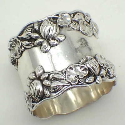 Pond Lily Napkin Ring Gorham Sterling Silver No Mono - Image 1 of 3