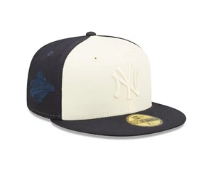 New York Yankees New Era Tonal 2 Tone Blue/ Cream 59fifty Fitted Hat - Picture 1 of 7