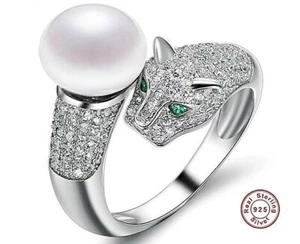 BENIAMINO 925er Sterling Silber Leopard Pearl Ring Süßwasser Perle 12 mm 9g OVP - Imagen 1 de 5