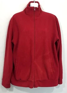 Giordano Womens Red Full Zip Up Fleece Sweatshirt Sweater Jacket Large - Picture 1 of 5
