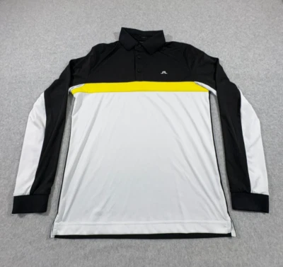 J. Lindeberg Shirt Mens Medium White Long Sleeve Slim Fit Stetch Golf Polo - Image 1 of 4