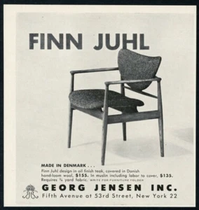 Foto silla moderna danesa Finn Juhl 1955 Georg Jensen anuncio impreso vintage - Imagen 1 de 7