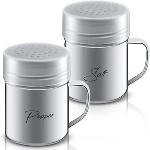 2-Pack 13.5Oz Stainless Steel Salt and Pepper Shakers with Lid and Handle Season - Picture 1 of 6