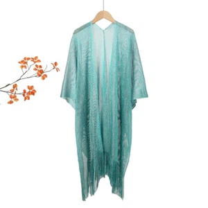 Women Shiny Shawl Beach Dress Tunics Cover Up Tassel Scarves Wrap Smock Summer - Picture 1 of 28