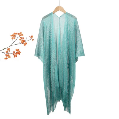 New Women Tassel Sunscreen Shawl Scarf Blouse Loose Beach Cover Up Smock Fashion - Image 1 of 4