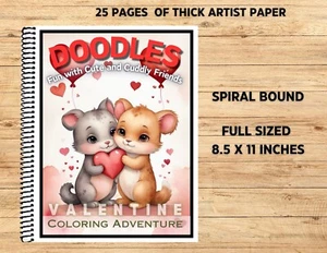Valentine Doodles - Spiral Bound Coloring Book On Thick Artist Paper  #020 - Bild 1 von 3