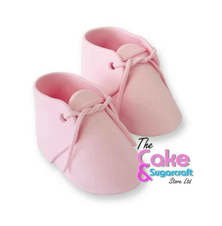 Pink Baby Booties Cake Decoration Topper Girls Booties Edible - Image 1 of 1