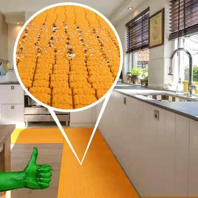 Runner Washable Rug Premium Velour 3 Layer Kitchen Wilson Orange Italy - Image 1 of 4