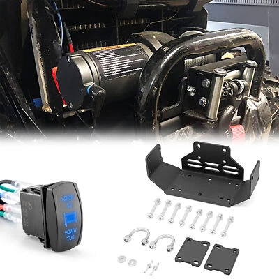 Soporte de montaje de cabrestante pesado para parachoques delantero + interruptor de cabrestante para Honda Pioneer 500 520 Foto 1 de 4