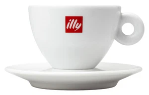illy Logo Cappuccinotassen 200 ml 6 Ober-und Untertassen weiß mit rotem Logo - Bild 1 von 1