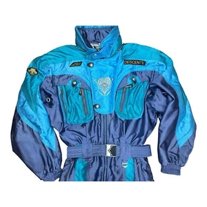 Vtg Mens Descente Ski Suit Snowsuit One Piece Snow Bib Retro Medium - Picture 1 of 13
