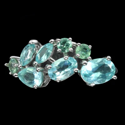 925 Sterlingsilber Ring Oval Apatit 7x5mm Smaragd Edelstein Schmuck 9 - Bild 1 von 4