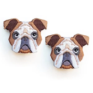 2pcs Brooch Backpack Tote Bag Pin Embroidery Cartoon Lifelike Bulldog Dog Unique - Picture 1 of 4