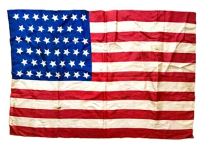Antik 46 Sterne Flagge 24x34" Amerikanische Geschichte Seidenflagge Schal 1908/1912 - Bild 1 von 9