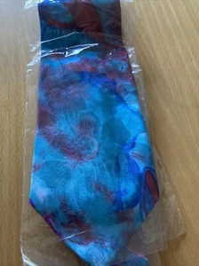 Blue patterned silk tie width 9.5cm - Picture 1 of 1