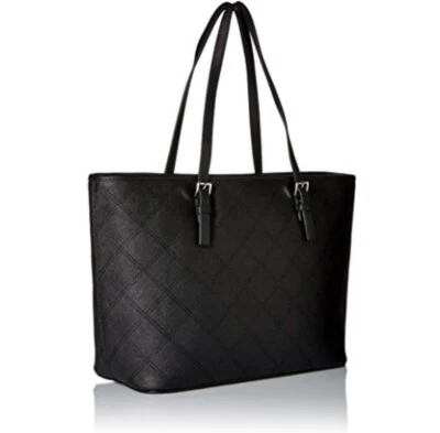 New Michael Kors Jet Set Travel Quilted Saffiano Leather Tote Black Bag - Image 1 of 4