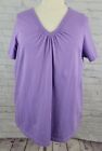 Woman Within Lavender 1X Short Sleeve Knit T Shirt V Neck