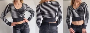 ♥ Sexy Miss Damas Girly Suéter Rayas Pulli Brillante Lurex Plata XS/S Gris - Imagen 1 de 4
