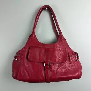 Borsa a tracolla Cole Haan donna pelle rossa ciottoli Y2K tasche grandi borsa argento - Foto 1 di 13