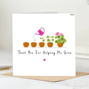 Personalized thank you Card-Thank you For Helping Me Grow Card-Teacher 6x6 - Picture 1 of 2