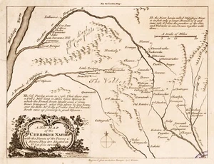 1760 Karte der Cherokee Nation Namen der Städte Flüsse Geschichte Wanddruck Dekor - Bild 1 von 2