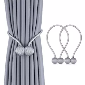 LARGE STYLISH CURTAIN HOLD BACK Tie Tassel Arm Hook Loop Holder Ball End GREY - Picture 1 of 4