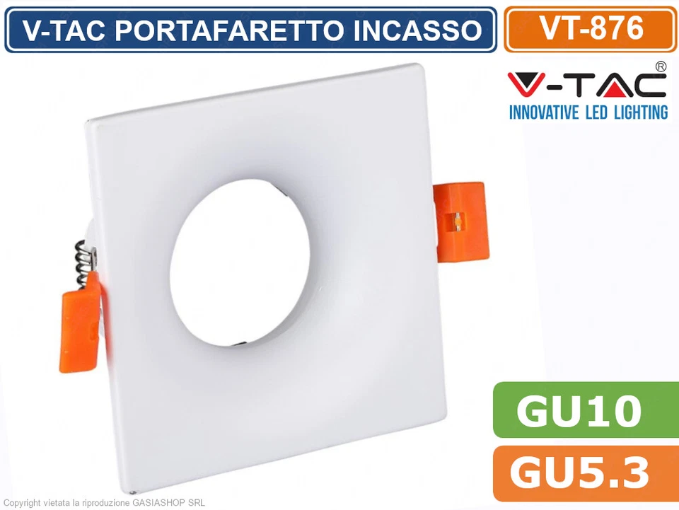 V-TAC FARETTO IN ALLUMINIO+ PC 35 W COLORE BIANCO ATTACCO GU10 VT-876 3169
