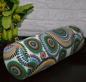 af255g Green Blue FLower Cotton Canvas Yoga Bolster Cushion Cover Custom Size - Picture 1 of 5