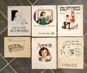 Lot de 6 - œuvres d'art publicitaires vintage des années 1930, illustrations d'étude d'art, Strathmore