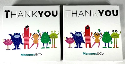 Tarjetas de agradecimiento para niños Manners & Co. 2 cajas abiertas 40 tarjetas y sobres monstruos Foto 1 de 4