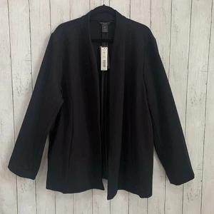 NEW Investments Black Open Front Cardigan Jacket Women 2X Long Sleeve Business - Picture 1 of 11