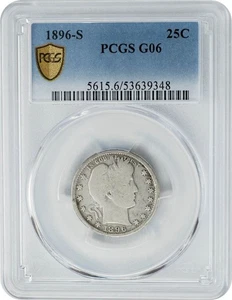 1896-S Barber Quarter 25c G06 PCGS Secure 950474-20 - Picture 1 of 5