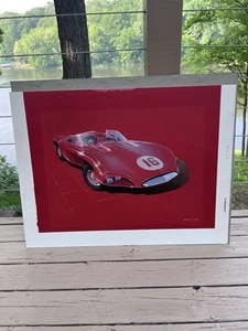 Quadro dipinto Ferrari firmato Ruoods 1958 RARO fantastico concept car arte Hot Rod - Foto 1 di 24